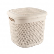 CESTA RESINA CUADRADA C/ASAS C/TAPA BLANCO (32x30,5x28cm) 15L 7HOUSE