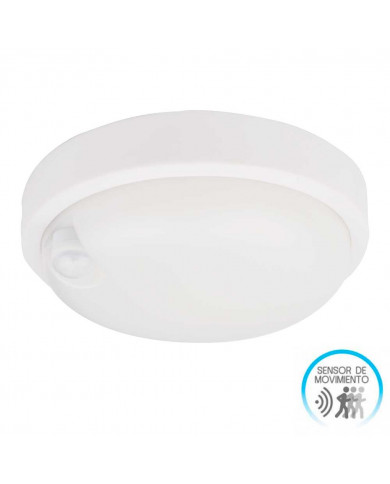 APLIQUE LED EXTERIOR TECHO REDONDO BLANCO 12W 900LM 4000K 25000H D170MM CON SENSOR MOVIMIENTO 7hSevenOn CJ.1 
