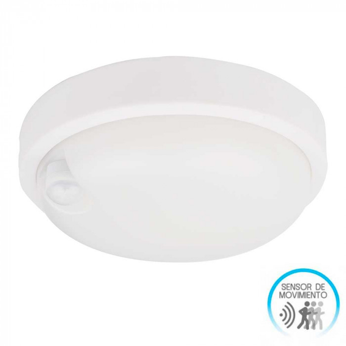 APLIQUE LED EXTERIOR TECHO REDONDO BLANCO 12W 900LM 4000K 25000H D170MM CON SENSOR MOVIMIENTO 7hSevenOn CJ.1 
