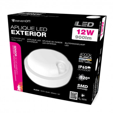 APLIQUE LED EXTERIOR TECHO REDONDO BLANCO 12W 900LM 4000K 25000H D170MM CON SENSOR MOVIMIENTO 7hSevenOn CJ.1 
 APLIQUE LED EXTERIOR TECHO REDONDO BLANCO 12W 900LM 4000K 25000H D170MM CON SENSOR MOVIMIENTO 7hSevenOn CJ.1