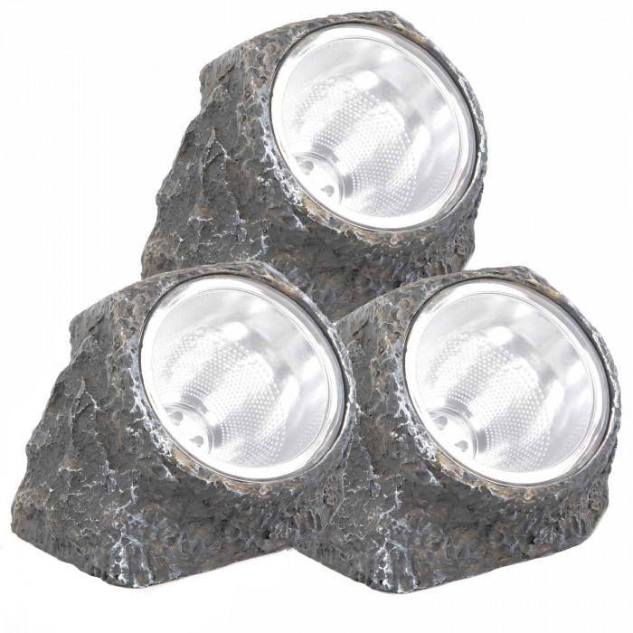 PACK 3 PIEDRA SOLAR CREPUSCULAR  LED COLOR GRIS SEVEN ON