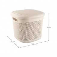 CESTA RESINA CUADRADA C/ASAS C/TAPA CREMA (32x30,5x28cm) 15L 7HOUSE