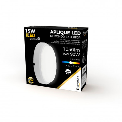 HUBLOT LED DE EXTERIOR IP54 REDONDO BLANCO 15W 1500lm 160mm  4000K 20000h 7hSevenOn Premium CJ.1 HUBLOT LED DE EXTERIOR IP54 REDONDO BLANCO 15W 1500lm 160mm  4000K 20000h 7hSevenOn Premium CJ.1