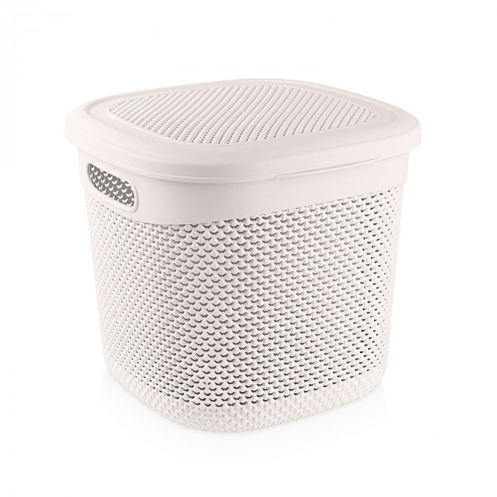 CESTA RESINA CUADRADA C/ASAS C/TAPA BLANCO (32x30,5x28cm) 15L 7HOUSE
