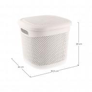 CESTA RESINA CUADRADA C/ASAS C/TAPA BLANCO (32x30,5x28cm) 15L 7HOUSE