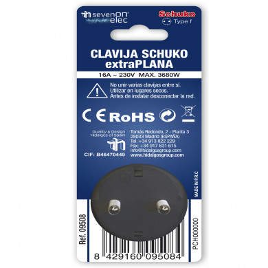 CLAVIJA EXTRAPLANA SCHUKO 16A NEGRO 7hSevenOn Elec BL.1 CLAVIJA EXTRAPLANA SCHUKO 16A NEGRO 7hSevenOn Elec BL.1