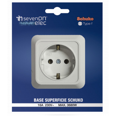 BASE SUPERFICIE SCHUKO 16A BLANCO 7hSevenOn Elec BL.1 BASE SUPERFICIE SCHUKO 16A BLANCO 7hSevenOn Elec BL.1