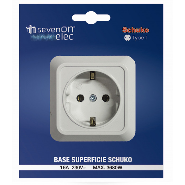 BASE SUPERFICIE SCHUKO 16A BLANCO 7hSevenOn Elec BL.1