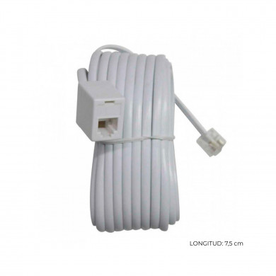 PROLONGADOR TELEFONO LISO 7,5M (MACHO/HEMBRA)  BLANCO 7hSevenOn Elec RT.1 PROLONGADOR TELEFONO LISO 7,5M (MACHO/HEMBRA)  BLANCO 7hSevenOn Elec RT.1