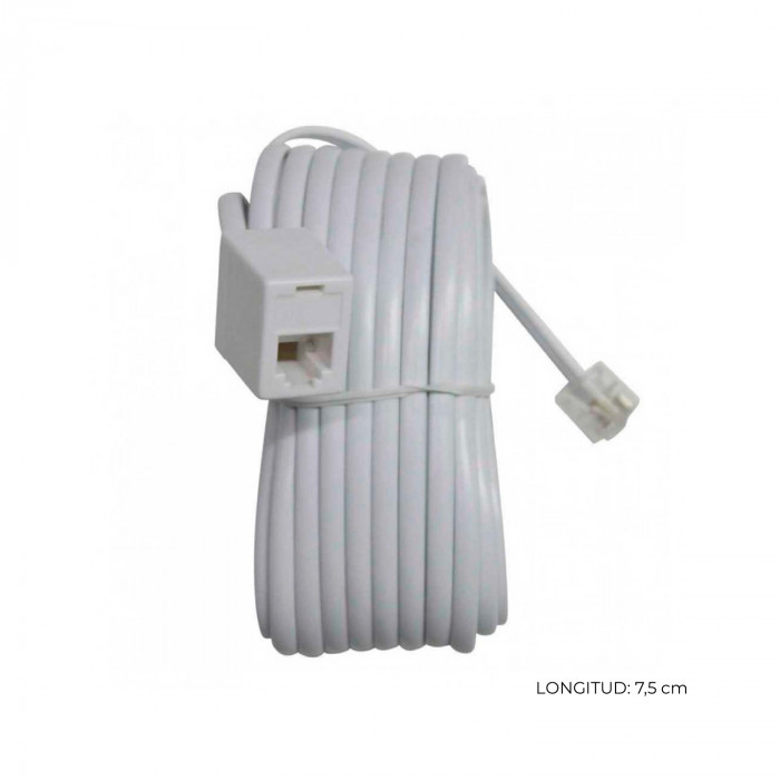 PROLONGADOR TELEFONO LISO 7,5M (MACHO/HEMBRA)  BLANCO 7hSevenOn Elec RT.1