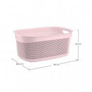 CESTA RESINA RECTANGULAR C/ASAS ROSA (55x36,5x25cm) 33L 7HOUSE
