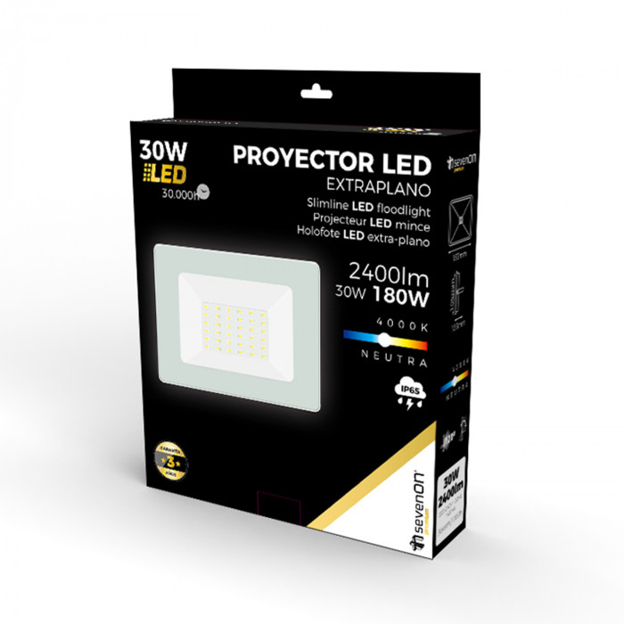 PROYECTOR LED EXTRAPLANO 30W 2400LM 4000K 30000H IP65 7hSevenOn BL.1