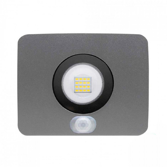 PROYECTOR LED GRIS 10W 700LM 25000H IP65 CON SENSOR MOVIMIENTO 7hSevenOn BL.1