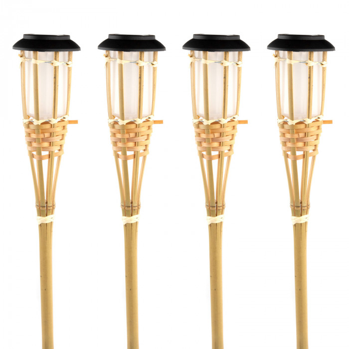 PACK 4 ANTORCHA SOLAR BAMBÚ DN9*62CM SEVEN ON