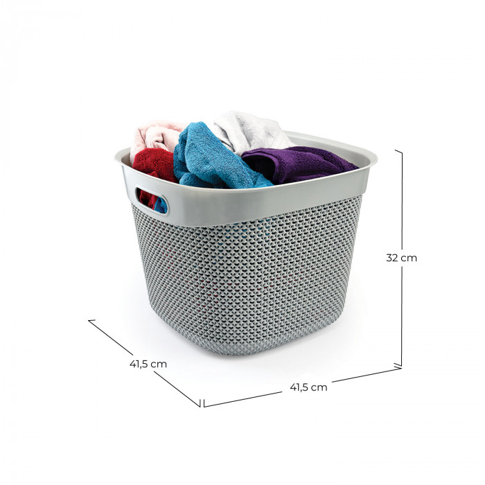 CESTA RESINA CUADRADA C/ASA GRIS 36L 7HOUSE 7HOUSE