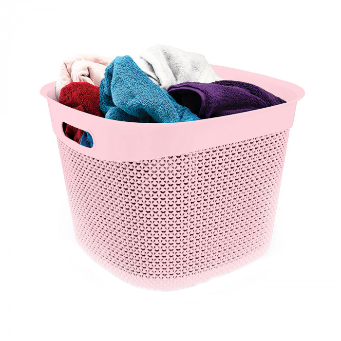 CESTA RESINA CUADRADA C/ASA ROSA 36L 7HOUSE 7HOUSE