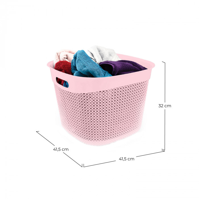 CESTA RESINA CUADRADA C/ASA ROSA 36L 7HOUSE 7HOUSE