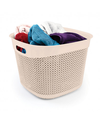 CESTA RESINA CUADRADA C/ASA CREMA 36L 7HOUSE 7HOUSE