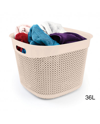 CESTA RESINA CUADRADA C/ASA CREMA 36L 7HOUSE 7HOUSE