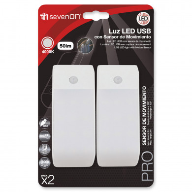 PACK DE 2 LUCES DE NOCHE LED RECTANGULAR CON SENSOR  0,5W 50lm 4000K 7hSevenOn PACK DE 2 LUCES DE NOCHE LED RECTANGULAR CON SENSOR  0,5W 50lm 4000K 7hSevenOn