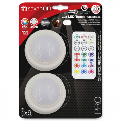 PACK 2 LUCES LED RGB + WHITE CON MANDO  (Pilas AAA incluidas) 7hSevenOn BL 2 PACK 2 LUCES LED RGB + WHITE CON MANDO  (Pilas AAA incluidas) 7hSevenOn BL 2