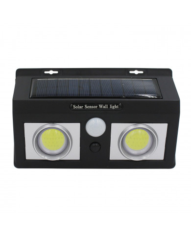 APLIQUE SOLAR 250LM 195MM ON/OFF CON SENSOR MOVIMIENTO PARED LED COB EXTERIOR RECTANGULAR NEGRO 7hSevenOn CJ.1