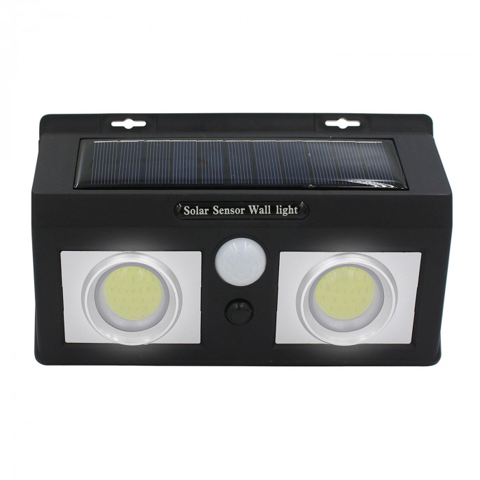 APLIQUE SOLAR 250LM 195MM ON/OFF CON SENSOR MOVIMIENTO PARED LED COB EXTERIOR RECTANGULAR NEGRO 7hSevenOn CJ.1