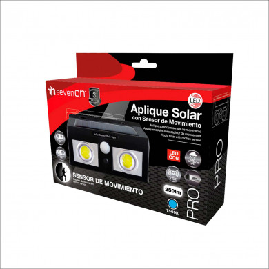 APLIQUE SOLAR 250LM 195MM ON/OFF CON SENSOR MOVIMIENTO PARED LED COB EXTERIOR RECTANGULAR NEGRO 7hSevenOn CJ.1 APLIQUE SOLAR 250LM 195MM ON/OFF CON SENSOR MOVIMIENTO PARED LED COB EXTERIOR RECTANGULAR NEGRO 7hSevenOn CJ.1