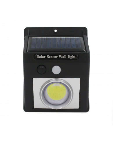 APLIQUE SOLAR 150LM 125MM ON/OFF CON SENSOR MOVIMIENTO PARED LED COB EXTERIOR CUADRADO NEGRO 7hSevenOn CJ.1