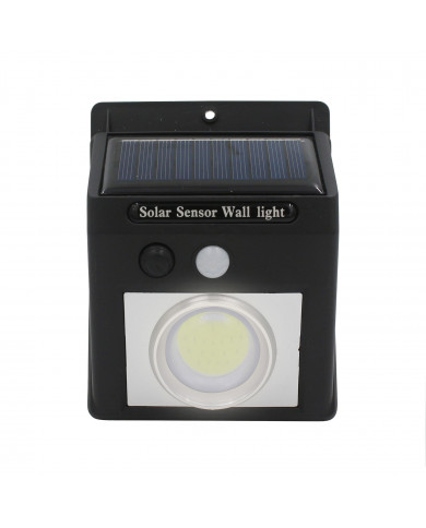 APLIQUE SOLAR 150LM 125MM ON/OFF CON SENSOR MOVIMIENTO PARED LED COB EXTERIOR CUADRADO NEGRO 7hSevenOn CJ.1