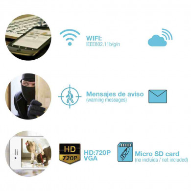 CAMARA DE VIGILANCIA WIFI VIA APP CON MICROFONO Y ALTAVOZ 7hSevenOn Elec TF3 CJP1 CAMARA DE VIGILANCIA WIFI VIA APP CON MICROFONO Y ALTAVOZ 7hSevenOn Elec TF3 CJP1