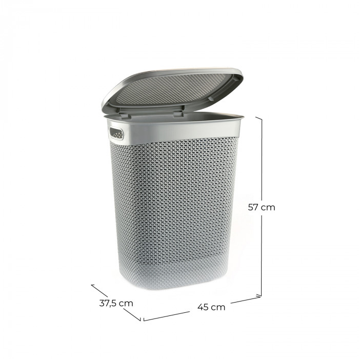 CESTA DE ROPA RECTANGULAR C/ASA C/TAPA GRIS (45x37,5x57cm) 52L 7HOUSE 7HOUSE