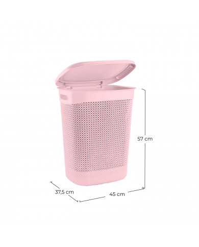 CESTA DE ROPA RECTANGULAR C/ASA C/TAPA ROSA (45x37,5x57cm) 52L 7HOUSE 7HOUSE