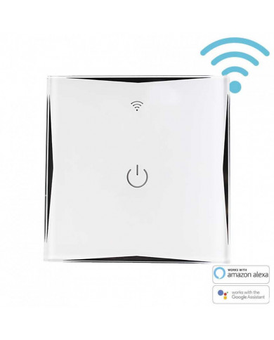 INTERRUPTOR BLANCO  1 TOMA CONTROL WIFI VIA APP . CONTROL POR VOZ.