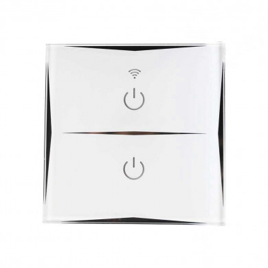 INTERRUPTOR BLANCO  2 TOMAS CONTROL WIFI VIA APP. CONTROL POR VOZ.