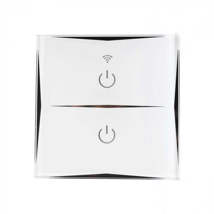 INTERRUPTOR BLANCO  2 TOMAS CONTROL WIFI VIA APP. CONTROL POR VOZ.
