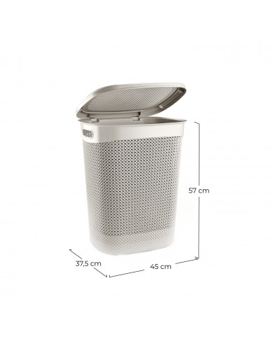 CESTA DE ROPA RECTANGULAR C/ASA C/TAPA CREMA (45x37,5x57cm) 52L 7HOUSE 7HOUSE