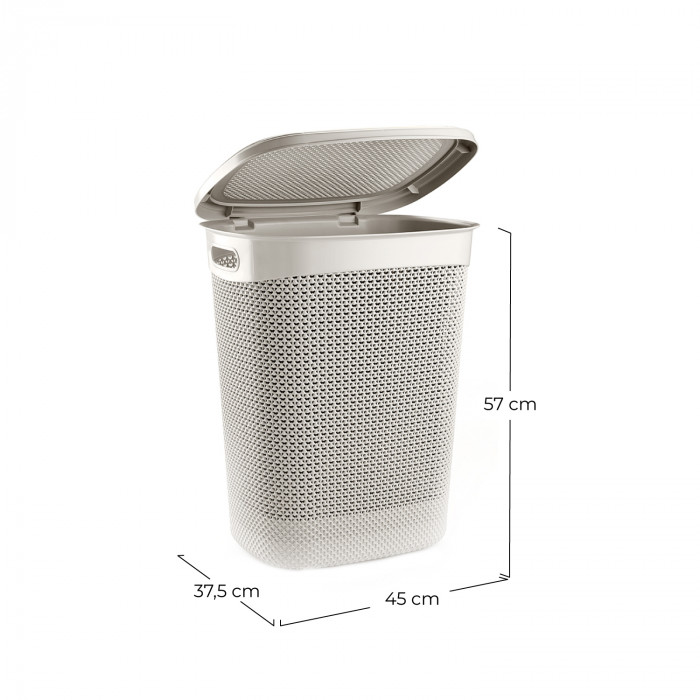 CESTA DE ROPA RECTANGULAR C/ASA C/TAPA CREMA (45x37,5x57cm) 52L 7HOUSE 7HOUSE