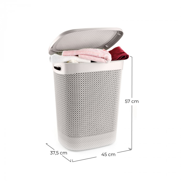 CESTA DE ROPA RECTANGULAR C/ASA C/TAPA BLANCO (45x37,5x57cm) 52L 7HOUSE 7HOUSE