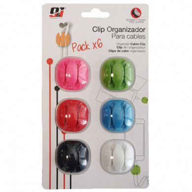 PACK 6 CLIPS ORGANIZADORES DE CABLE 2 RANURAS CON AUTOADHESIVO NINE&ONE BL.1 PACK 6 CLIPS ORGANIZADORES DE CABLE 2 RANURAS CON AUTOADHESIVO NINE&ONE BL.1