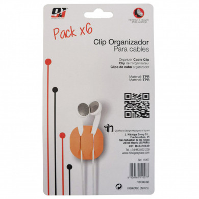 PACK 6 CLIPS ORGANIZADORES DE CABLE 2 RANURAS CON AUTOADHESIVO NINE&ONE BL.1 PACK 6 CLIPS ORGANIZADORES DE CABLE 2 RANURAS CON AUTOADHESIVO NINE&ONE BL.1