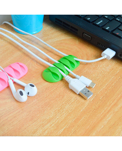 PACK 2 CLIPS ORGANIZADORES DE CABLE 5 RANURAS CON AUTOADHESIVO NINE&ONE BL.1