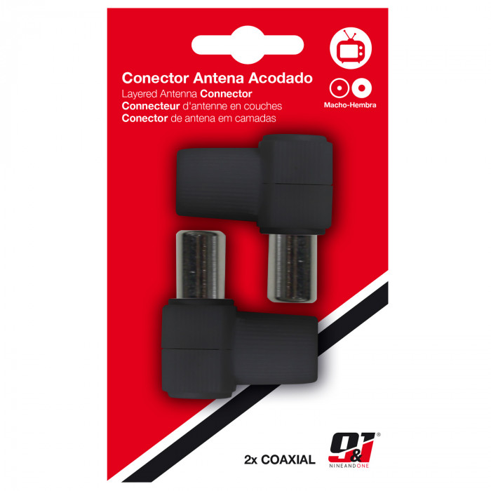 KIT CONECTOR ACODADO (MACHO/HEMBRA) NEGRO NINE&ONE BL.2